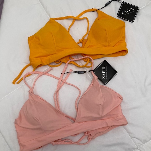 Zaful Other - ZAFUL bikini tops. One pink. One orange. Both size Small